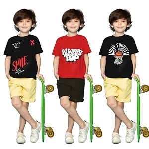 Yazh Texworld Boys Round Neck Blended Cotton