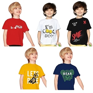 Yazh Texworld Boys Round Neck Blended Cotton