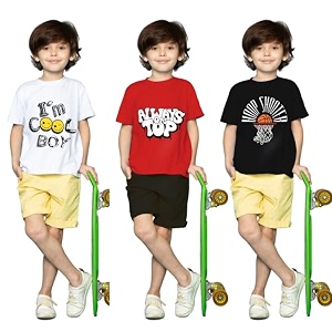 Yazh Texworld Boys Round Neck Blended Cotton