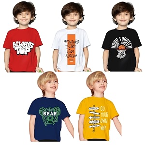 Yazh Texworld Boys Round Neck Blended Cotton
