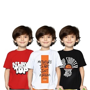 Yazh Texworld Boys Round Neck Blended Cotton