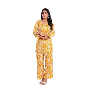 yazia women cotton lounge wear set  printed top amp pyjama co-ord set  soft breathable fabric  daily nightwear amp home wear  small to 3xl