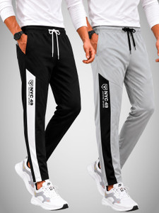 Yazole Printed Men Black Grey Track Pants
