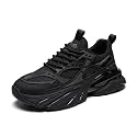 YCMM Chunky Walking Shoes Men Breathable Mesh Lace-Up Platform Sneakers Non-Slip Comfortable Casual Dad Style for Work Gym Everyday Wear