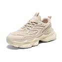 YCMM Chunky Walking Shoes Men Breathable Mesh Lace-Up Platform Sneakers Non-Slip Comfortable Casual Dad Style for Work Gym Everyday Wear