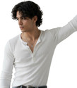 YDWC Self Design Men Henley Neck White