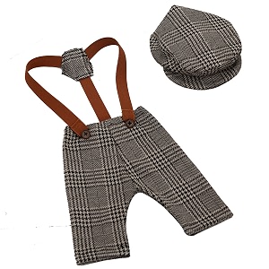 newborn photography props boy girl photo shoot outfits infant accessories clothes toddler costume hat pants for girls boys brown