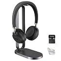 Yealink BH72 Bluetooth Headset Teams with Charging Headphones Stand, USB-A (Black) - Ideal For Zoom and Teams Video Conferencing, Enhanced Audio For Phone Calls, Music, Podcasts, GTW Cloth
