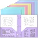 Yeaqee 12 Pcs Plastic Folders with Pockets and Prongs