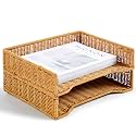 Yeaqee 2 Pcs Paper Tray Organizer for Desk Woven Letter A4 File Organizer