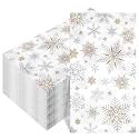 Yeaqee 200 Pcs Christmas Snowflake Napkins Disposable Winter Paper Napkins