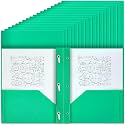 Yeaqee 60 Pcs Green Plastic Folders with Pockets and Prongs Plastic Folder 2 Pockets 3 Prongs with Card Slot for Office, School for Students, Teachers, Office Workers