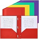 Yeaqee 60 Pcs Plastic Folders with Pockets and Prongs Plastic Folder 2 Pockets 3 Prongs with Card Slot for Office, School for Students, Teachers, Office Workers (Multicolor)