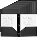 Yeaqee 60 Pcs Plastic Folders with Pockets and Prongs Plastic Folder 2 Pockets 3 Prongs with Card Slot for Office, School for Students, Teachers, Office Workers (Black)