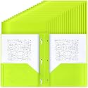 Yeaqee 80 Pcs Plastic Folders with Pockets and Prongs Plastic Folder 2 Pockets 3 Prongs with Business Card Slot Back to School Folders for Students, Teachers, Office Workers (Fluorescent Green)