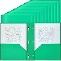 Yeaqee 80 Pcs Plastic Folders with Pockets and Prongs Plastic Folder 2 Pockets 3 Prongs with Business Card Slot Back to School Folders for Students, Teachers, Office Workers (Green)