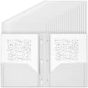 Yeaqee 80 Pcs Plastic Folders with Pockets and Prongs Plastic Folder 2 Pockets 3 Prongs with Business Card Slot Back to School Folders for Students, Teachers, Office Workers (White)