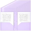 Yeaqee 80 Pcs Plastic Folders with Pockets and Prongs Plastic Folder 2 Pockets 3 Prongs with Business Card Slot Back to School Folders for Students, Teachers, Office Workers (Light Purple)