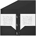 Yeaqee 80 Pcs Plastic Folders with Pockets and Prongs Plastic Folder 2 Pockets 3 Prongs with Business Card Slot Back to School Folders for Students, Teachers, Office Workers (Black)