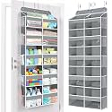 Yecaye Over The Door Organizer, 5 Tier Extra Large Behind Door Storage of 10 Compartments, 80lbs Heavy Duty Door Organizer Hanging with Clear Window for Closet Bedroom Pantry Bathroom, Grey