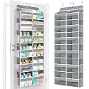 Yecaye Over The Door Organizer, 6 Tier Extra Large Behind Door Storage of 12 Compartments, 80lbs Heavy Duty Door Organizer Hanging with Clear Window for Closet Bedroom Pantry Bathroom, Grey