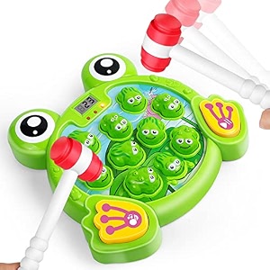 yeebay interactive whack a frog game learning active early developmental toy fun gift for age 2 3 4 5 6 7 8 years old kids boys girls2 hammers included