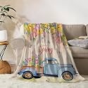 YeeJu Spring Decorative Throw Blanket Twin 60x80 Farmhouse Spring Theme Floral Blanket Couch Sofa Bed Soft Cozy Lightweight Fuzzy Fleece Blankets and Throws Cute Easter Blanket