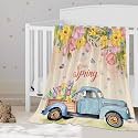 YeeJu Spring Kids Throw Blanket 40x50 Small Farmhouse Spring Theme Floral Blanket for Girls Boys Child Baby Bed Soft Fuzzy Plush Fleece Blanket and Throws Easter Decorative Blanket
