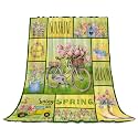 YeeJu Spring Throw Blanket Queen Size Farmhouse Plaid Floral Blanket for Bed Couch Soft Cozy Fuzzy Plush Fleece Blankets and Throws Large Big Decorative Cute Easter Blanket 90x90