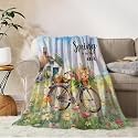 YeeJu Spring Throw Blanket Farmhouse Spring Theme Floral Flower Blanket Throw Blanket for Couch Sofa Bed Home Decorations Soft Cozy Fuzzy Fleece Blankets Decorative Blanket 50x60