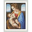 YEESAM ART Cross Stitch Kits for Adults Beginners Madonna Litta by Leonardo da Vinci Pre Printed 14ct, DIY Stamped Embroidery Starter Kit Easy Sewing Set Home Decor