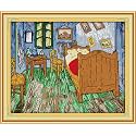 YEESAM ART Cross Stitch Kits for Adults Beginners Van Gogh's Bedroom Pre Printed 11ct, DIY Stamped Embroidery Starter Kit Easy Sewing Set Home Decor