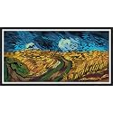 YEESAM ART Cross Stitch Kits for Adults Beginners Famous Paintings Pre Printed 11ct, DIY Stamped Embroidery Starter Kit Easy Sewing Set Home Decor (11CT Wheat Field)