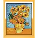YEESAM Art Cross Stitch Kits for Adults Beginners The Sunflower Pre Printed 11ct, DIY Stamped Embroidery Starter Kit Easy Sewing Set Home Decor