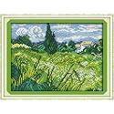 YEESAM Art Cross Stitch Kits for Adults Beginners The Field Pre Printed 11ct, DIY Stamped Embroidery Starter Kit Easy Sewing Set Home Decor