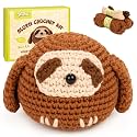 Yeezhee Crochet Kit for Beginners – Complete Amigurumi Animal Starter Set with Step-by-Step Video Tutorials, Yarn &amp; Crochet Hook – Easy DIY Plushie Gift for Adults (Sloth)