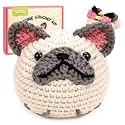 Yeezhee Crochet Kit for Beginners, Crochet Animals Kit with Step - by - Step Video Tutorials, Beginner Knitting Kit for Adults, Learn to Craft DIY Crocheting Kit (French Bulldog)
