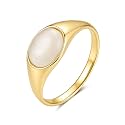 YeGieonr Gold Signet Rings for Women Non Tarnish Gold Rings, Waterproof Gemstones Statement Ring, 18K Gold Plated Stainless Steel Gem Stone Jewelry Gift for Everyday Wear