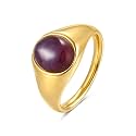 YeGieonr Gold Signet Rings for Women Non Tarnish Gold Rings, Waterproof Gemstones Statement Ring, 18K Gold Plated Stainless Steel Gem Stone Jewelry Gift for Everyday Wear