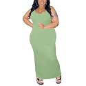 YeGine Women Plus Size Sleeveless Bodycon Maxi Dresses Sexy Slim Tank Dresses