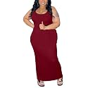 YeGine Women Plus Size Sleeveless Bodycon Maxi Dresses Sexy Slim Tank Dresses