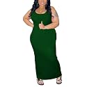 YeGine Women Plus Size Sleeveless Bodycon Maxi Dresses Sexy Slim Tank Dresses