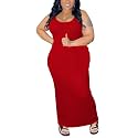 YeGine Women Plus Size Sleeveless Bodycon Maxi Dresses Sexy Slim Tank Dresses