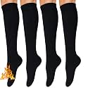 YEJIMONG Women's Warm Thick Knee High Socks, Cushioned, 4 Pairs