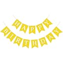 Yellow Birthday Banner Sign Happy Birthday Bunting Banner Garland for Kids Girl Woman Tea Party Decorations