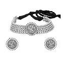 Yellow Chimes Classic German Silver Oxidised Jewellery Set Traditional Choker Necklace Set for Women and Girls