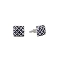 Yellow Chimes Premium Collection Chequered Strips Blue by Yellow Chimes Copper Cufflink for Men (Blue;Silver) (YCFJCL-116STRP-BL)