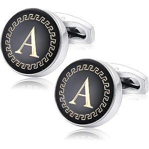 yellow chimes exclusive collection alphabet letters stainless steel statement cufflinks for men