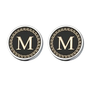 yellow chimes exclusive collection alphabet letters stainless steel statement cufflinks for men