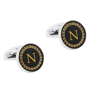 yellow chimes exclusive collection alphabet letters stainless steel statement cufflinks for men